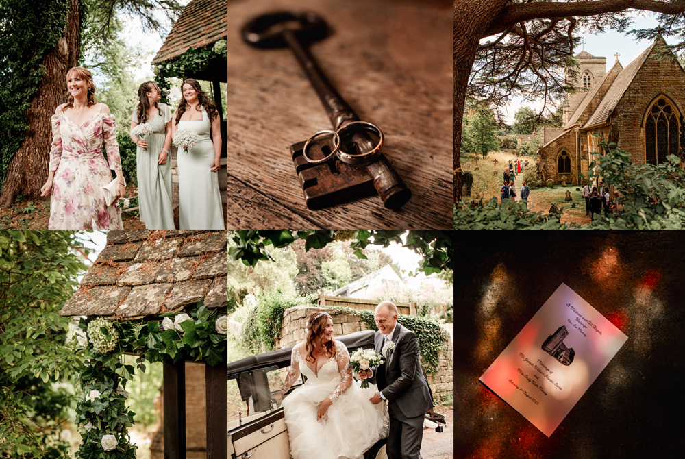 rural church wedding with romantic views
