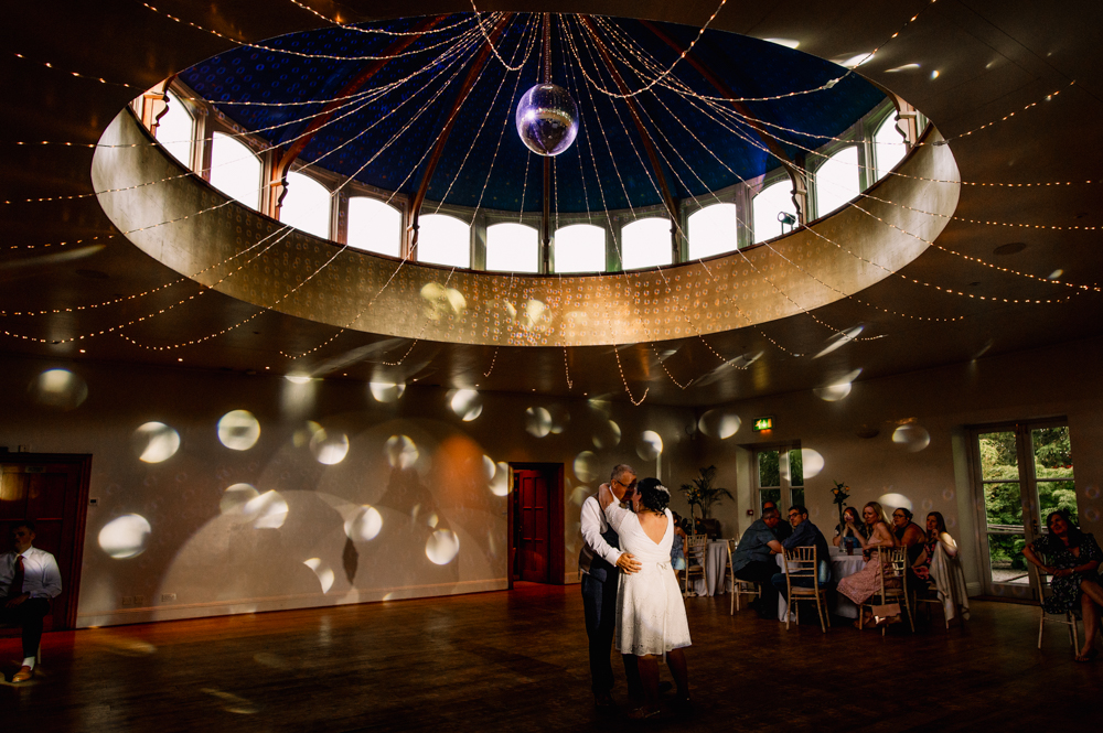 bride and groom dancing under domes ceiling matara centre wedding venue 