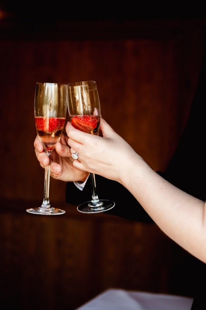wedding close us of champagne glasses Cotswolds